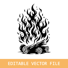 flame and fire black icon silhouette vector, Fire flame icon
