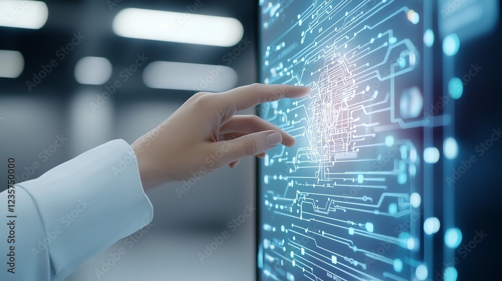 Aufkleber hand interacting with digital interface, symbolizing innovation and technological advancement in mod