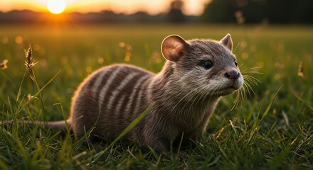 Striped Equidna Kit at Sunset: A Serene Wildlife Portrait