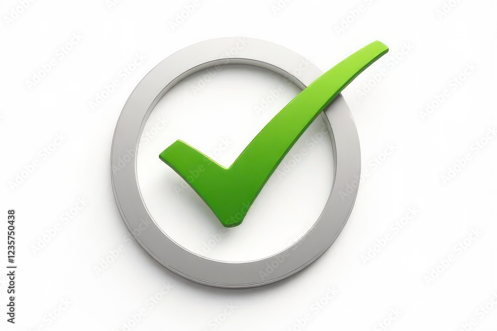 Poster quality control checkmark symbol with certified standards documentation, product assurance testing i