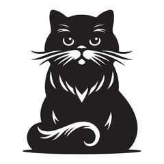 An illustration of a large-nosed cat in black and white