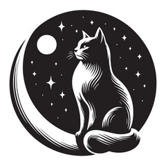 The unique traits of British Shorthair cats are highlighted in this black stencil image.
