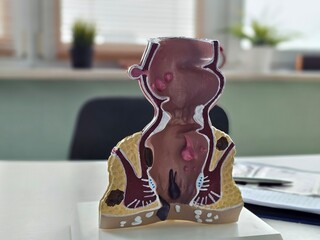 Rectum and hemorrhoid human anatomy model concept