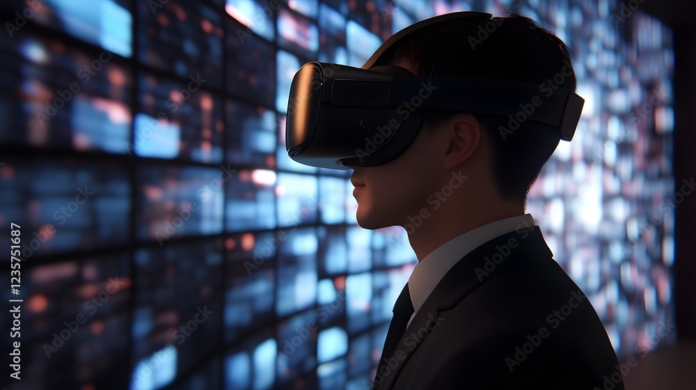 Aufkleber employees engaging with virtual reality tools in a dynamic tech-driven office environment