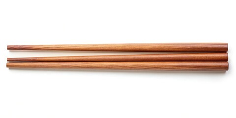 Obraz premium Delicate wooden chopsticks cut out from natural wood in a symmetrical design with multiple layers of grain visible, natural wood, cut out
