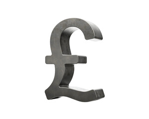 British Pound Currency Symbol Made Of Gray Smooth Cast Iron Modern Design 3d Illustration