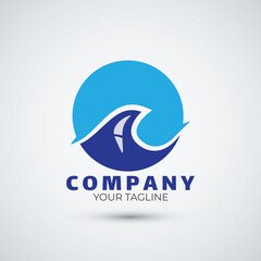 Wave water logo design template
