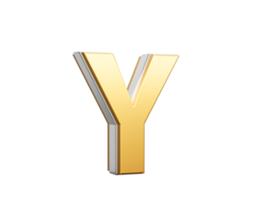 Golden Capital Letter Y Gleams With Sleek Modern Design Bold Font With Sharp Edges 3D Illustration