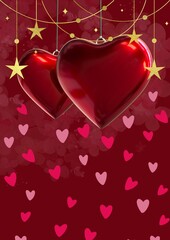 Romantic Valentine Background with Hearts &ndash; Poster Design Template for Love and Affection