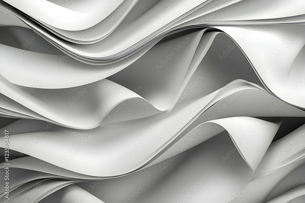 Aufkleber an abstract image showcasing the elegant interplay of white paper layers, exhibiting smooth curves a