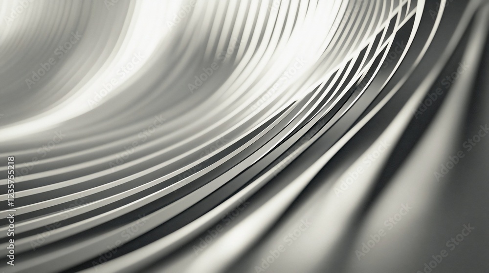 Poster abstract silver curves creating a dynamic pattern of light and shadow depth