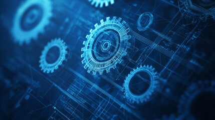 Abstract representation of interconnected gears demonstrating technology and innovation in a digital landscape. Generative AI