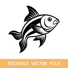 flipper fish silhouette Vector
