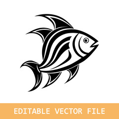 angel fish silhouette isolated on white
