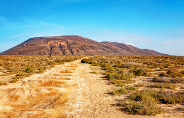 Mount La Aguja Grande on the Island La Graciosa, Island Lanzarote, Canary Islands, Spain, Europe.