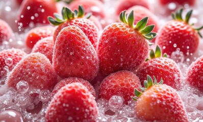 Fresh strawberries in sparkling water