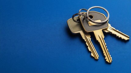 Two Metal Keys On A Blue Textured Background