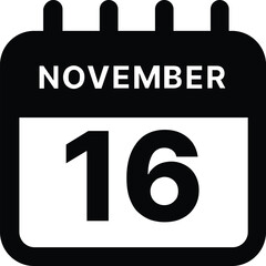 November 16 calendar icon design vector illustration