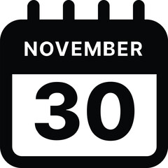 November 30 calendar icon design vector illustration