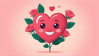 Cartoon Style Heart Expressing Love Valentine's Day Wedding Anniversary