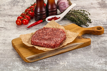 Raw beef burger cutlet for grill