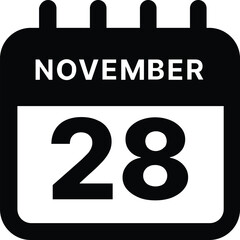 November 28 calendar icon design vector illustration