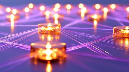 Glowing Connections with Purple Light and Transparent Elements