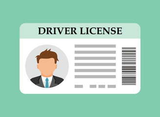 Driver license icon in flat style. Id card vector illustration on isolated background. Person document sign business concept.