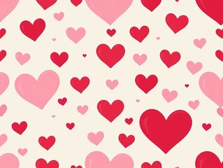 Hearts red and white pattern. Cute vector seamless background. heart shapes symbol of love and Valentines Day February 14 celebration. Romantic pattern design