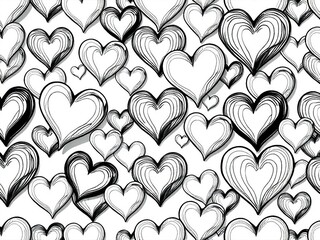 Hearts red and white pattern. Cute vector seamless background. heart shapes symbol of love and Valentines Day February 14 celebration. Romantic pattern design