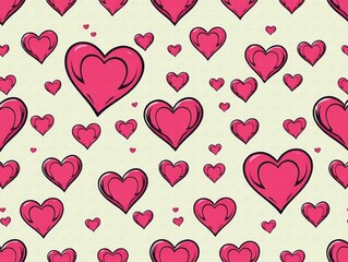 Hearts red and white pattern. Cute vector seamless background. heart shapes symbol of love and Valentines Day February 14 celebration. Romantic pattern design