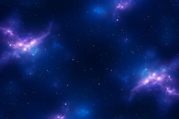A mesmerizing cosmic landscape featuring vibrant nebulas and twinkling stars in a deep blue space. Perfect for portraying the wonders of the universe and astrophysical phenomena.
