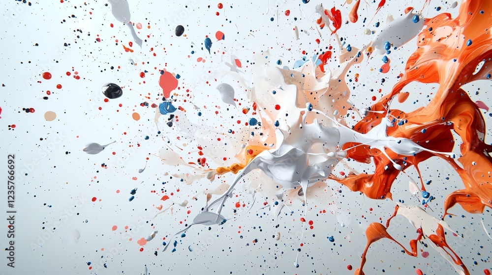 Poster dynamic splashes of colorful paint create an abstract and energetic visual, ideal for creative proje