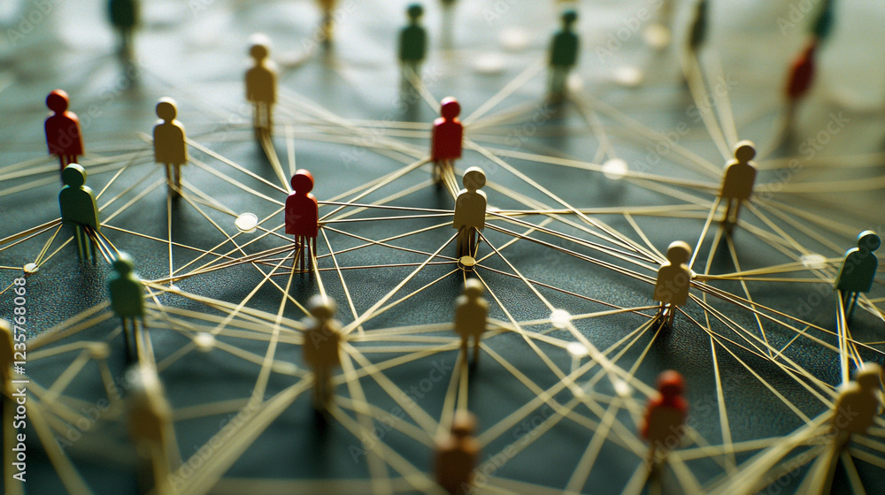 Poster global network connection teamwork people social media abstract nodes links online design modern