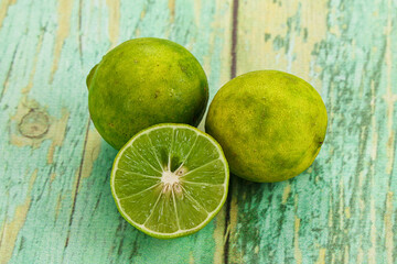 Fresh sour green lime fruit