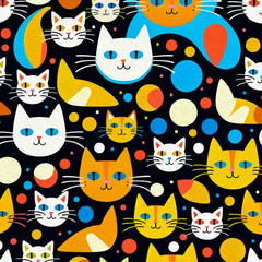 Cats. Oil paint. Animal illustration. Design for use in graphics.