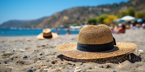 straw hat on the beach