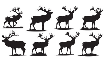 set of deer silhouettes