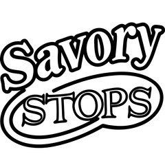 savory stops typography t shirt