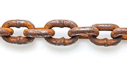 Rusty metal chain with weathered iron links and industrial strength