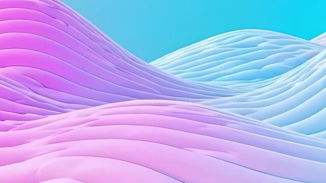 Wavy parallel thin and evenly spaced lines in pastel colors curve gently across background