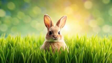 Horned Easter Bunny on Green Grass, seasonal, bunny,  seasonal, bunny, grass,green grass