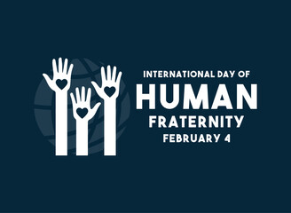 Fototapeta premium International Day of Human Fraternity. Blue background. Flat design vector.