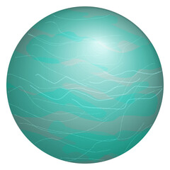 Blue ice planet Uranus. Illustration of the space object in the Solar System, isolated on a transparent background. Astronomical element for cosmic universe