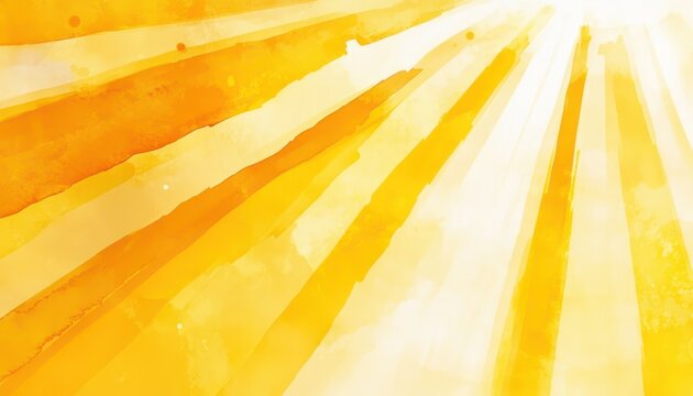 Abstract Watercolor Sunburst Radiating Yellow Hues