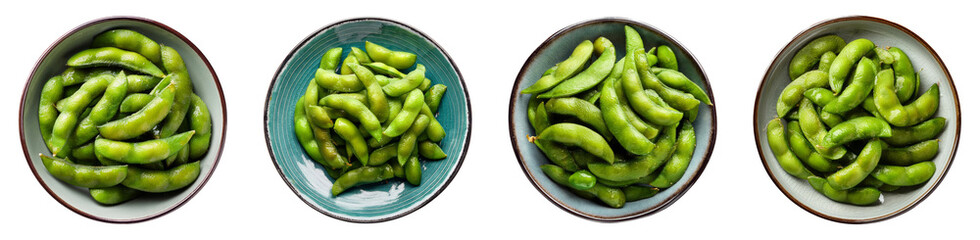 Fresh Edamame in a Bowl, PNG set
