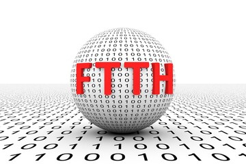 FTTH conceptual sphere binary code 3d illustration