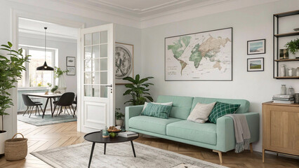 A high-quality image of a living room interior, perfect for interior design inspiration and home decor websites