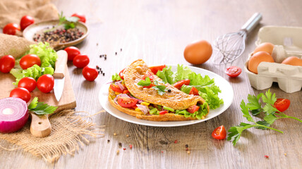 Vegetarian Omelette with Vegetables on a Table