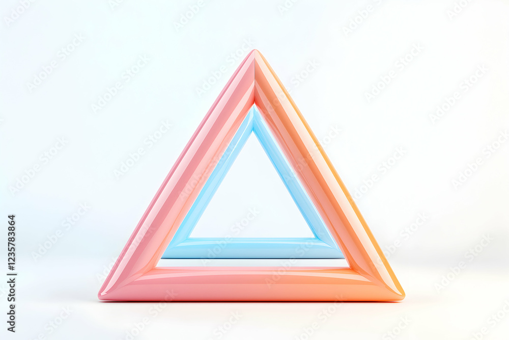 Poster a minimalist design featuring three nested triangles in soft pastel colors, perfect for backgrounds 